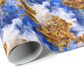 Papier Cadeau Ciel Bleu Et Nuages Motif D'Art Abstrait (Coin rond)