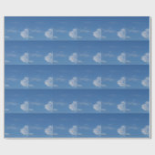 Papier Cadeau ciel bleu foncé nuages blancs (Plat)