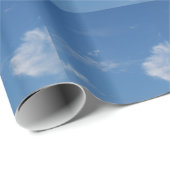 Papier Cadeau ciel bleu foncé nuages blancs (Coin rond)