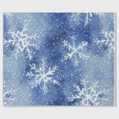 Papier Cadeau Ciel bleu pâle avec flocons de neige géants (Plat)