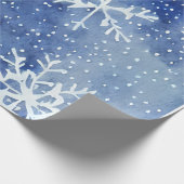 Papier Cadeau Ciel bleu pâle avec flocons de neige géants (Coin)