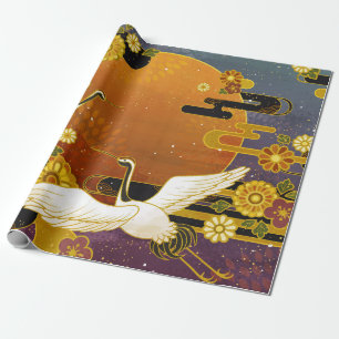 Papier Cadeau Ciel coloré de la grue japonaise patte d'illustra