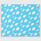 Papier Cadeau ciel des nuages blancs bleus et pelucheux - (Plat)