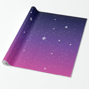 Papier Cadeau Ciel nocturne étoilé violet foncé