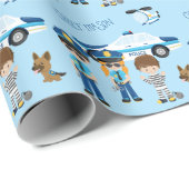 Papier Cadeau Cignon petit caricaturiste avec nom bleu (Coin rond)