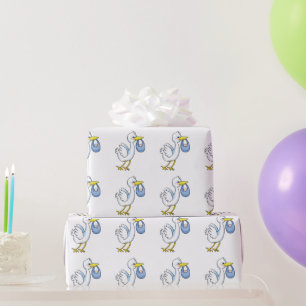 Papier Cadeau cigogne avec bébé