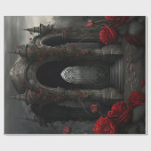 Papier Cadeau Cimetière gothique Gazebo avec des roses rouges la (Plat)