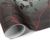 Papier Cadeau Cimetière gothique Jardin Rose avec Rouge et Noir (Coin rond)