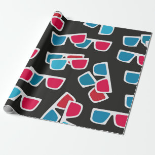 Papier Cadeau Cinéma, lunettes 3d motif, sans soudure.