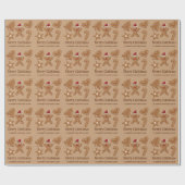 Papier Cadeau Cinq pain d'épice Noël Formes et texte des cookies (Plat)