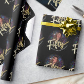 Papier Cadeau Cinquante 50e anniversaire script photo or personn