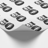 Papier Cadeau cinquantième Anniversaire, noir, texte bleu sur le (Coin)