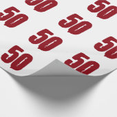 Papier Cadeau cinquantième Anniversaire, texte rouge sur le (Coin)