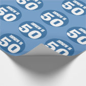 Papier Cadeau cinquantième BLEU fait sur commande 2 de nom et de (Coin)