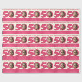 Papier Cadeau cinquantième Emballage rose de crème de mère de (Plat)