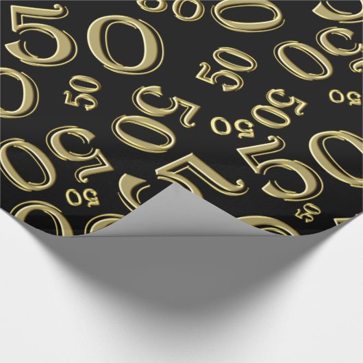 Papier Cadeau cinquantième Or de motif de nombre d'anniversaire (Coin)