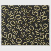 Papier Cadeau cinquantième Or de motif de nombre d'anniversaire (Plat)