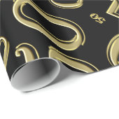 Papier Cadeau cinquantième Or de motif de nombre d'anniversaire (Coin rond)