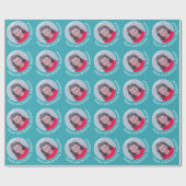 Papier Cadeau Circle One Photo avec voeux d'anniversaire - Bleu (Plat)