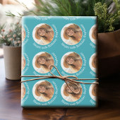 Papier Cadeau Circle One Photo avec voeux d'anniversaire - Bleu