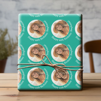 Papier Cadeau Circle One photo avec voeux d'anniversaire Emerald
