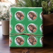 Papier Cadeau Circle One photo avec voeux d'anniversaire - Vert
