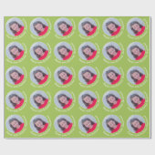 Papier Cadeau Circle One photo avec voeux d'anniversaire - Vert (Plat)