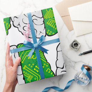 Papier Cadeau Circuit de cerveau technologique Carte mère logiqu