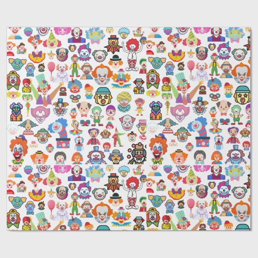 Papier cadeau cirque clown pour fête (Plat)