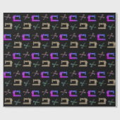 Papier Cadeau Ciseaux de machine à coudre Elegant Black Tailor (Plat)