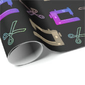 Papier Cadeau Ciseaux de machine à coudre Elegant Black Tailor (Coin rond)