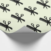 Papier Cadeau Ciseaux et Peigne Vert (Coin)