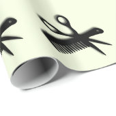 Papier Cadeau Ciseaux et Peigne Vert (Coin rond)