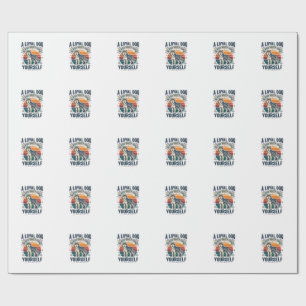 Papier Cadeau Citation de chien Husky Gravure vintage Design pou