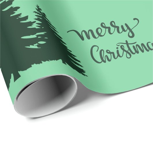 Papier Cadeau Citation de Noël Arbre Motif Élégant noir vert (Coin rond)