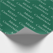Papier Cadeau Citation de Noël Joyeux Blanc Vert (Coin)