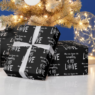 Papier Cadeau Citation de Noël religieuse sur fond noir