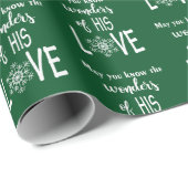 Papier Cadeau Citation De Noël Religieux Sur Green (Coin rond)