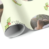 Papier Cadeau Citation de Noël Temps le plus merveilleux Famille (Coin rond)