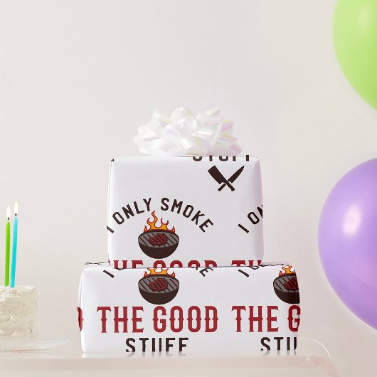 Papier Cadeau Citation drôle de BBQ Je ne fume que les bonnes ch