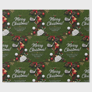 Papier Cadeau Citation drôle de Noël de golf sur gazon vert