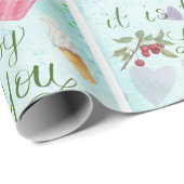 Papier Cadeau Citation Saint-Valentin sucrée Crème glacée fraise (Coin rond)