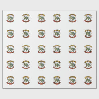 Papier Cadeau Citation Tortue Heureuse Dessin de Gravure Vintage