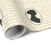 Papier Cadeau Citations de Jane Austen et portrait de silhouette (Coin rond)