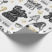 Papier Cadeau Citations de lettres de Noël en noir et or (Coin)