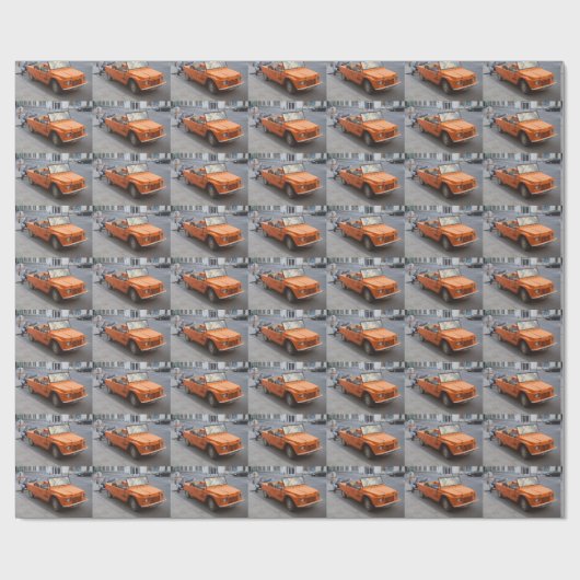 Papier Cadeau Citroen orange Mehari (Plat)