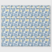 Papier Cadeau Citron Aquarelle Bleue (Plat)