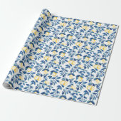 Papier Cadeau Citron Aquarelle Bleue (Déroulé)