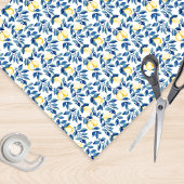 Papier Cadeau Citron Aquarelle Bleue