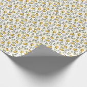 Papier Cadeau Citron, branches vertes : motif abstrait. (Coin)